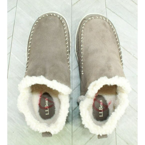 LL Bean Gray  Suede Slip On Mountain Moccasin Slippers Boot Size 7 M - Picture 7 of 9